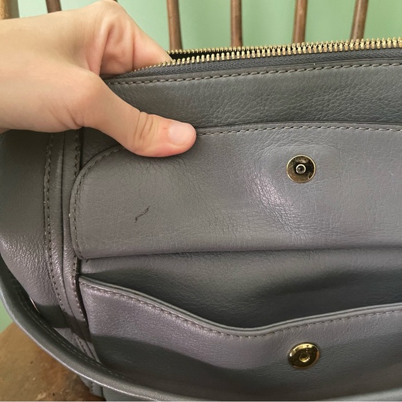 MCM Munchen K 1335 Gray Shoulder Bag Solid Leather Zip Flap - Picture 5 of 12